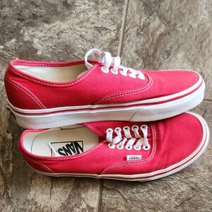 Vans Bold Red Canvas Shoes Size 8.5